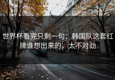 世界杯看完只剩一句：韩国队这套红牌谁想出来的，太不对劲