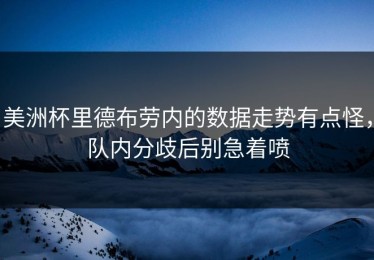 美洲杯里德布劳内的数据走势有点怪，队内分歧后别急着喷