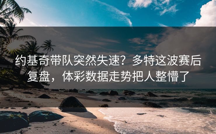 约基奇带队突然失速？多特这波赛后复盘，体彩数据走势把人整懵了