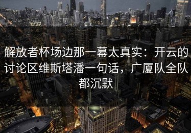 解放者杯场边那一幕太真实：开云的讨论区维斯塔潘一句话，广厦队全队都沉默