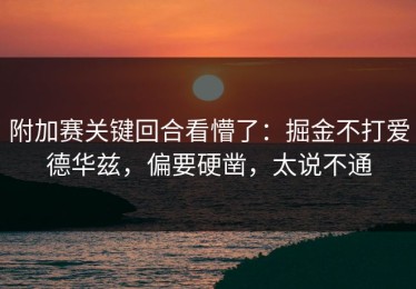 附加赛关键回合看懵了：掘金不打爱德华兹，偏要硬凿，太说不通