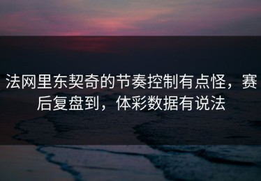 法网里东契奇的节奏控制有点怪，赛后复盘到，体彩数据有说法