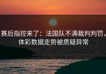 赛后指控来了：法国队不满裁判判罚，体彩数据走势被质疑异常